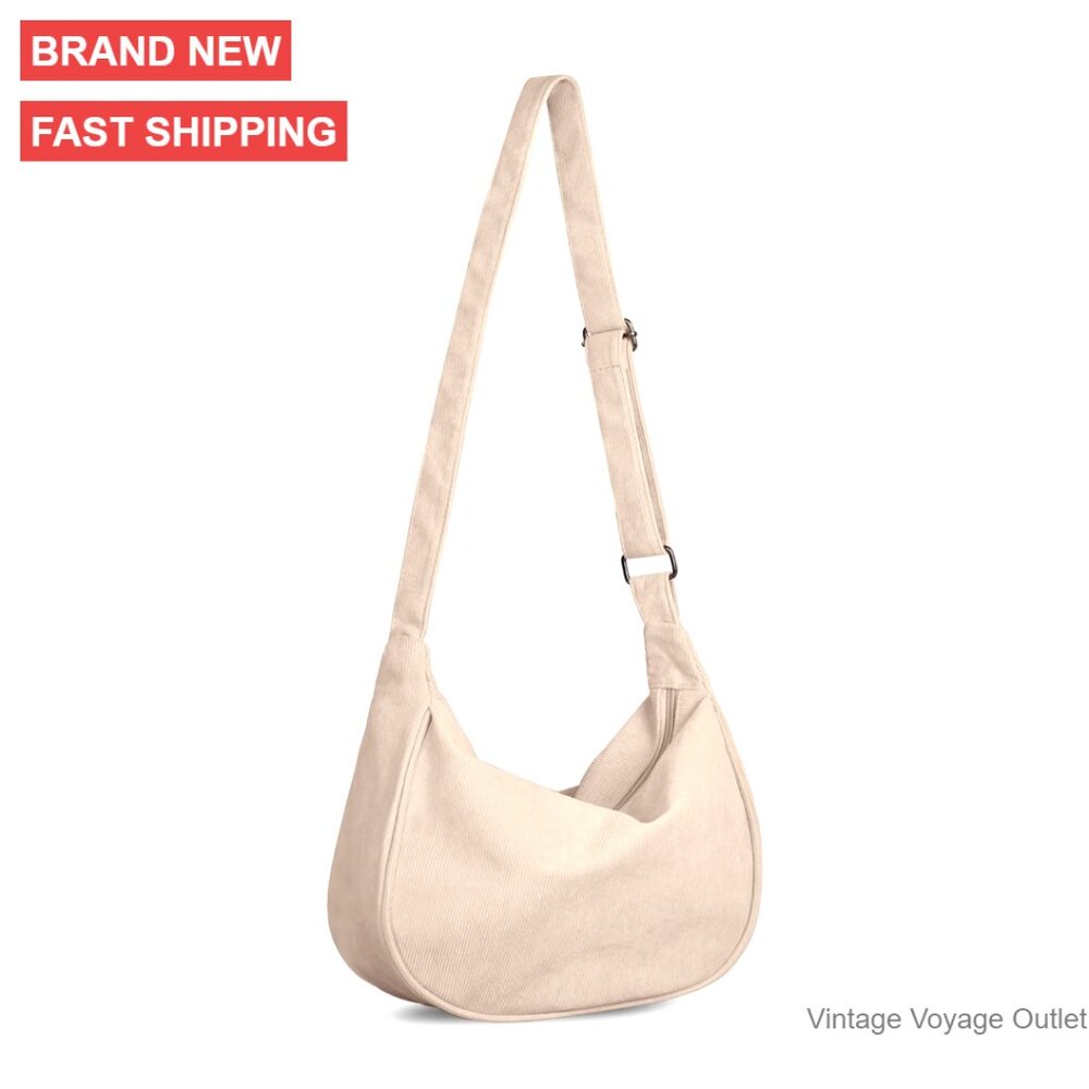 Small Corduroy Crescent Crossbody Bag Hobo Purse Adjustable Strap